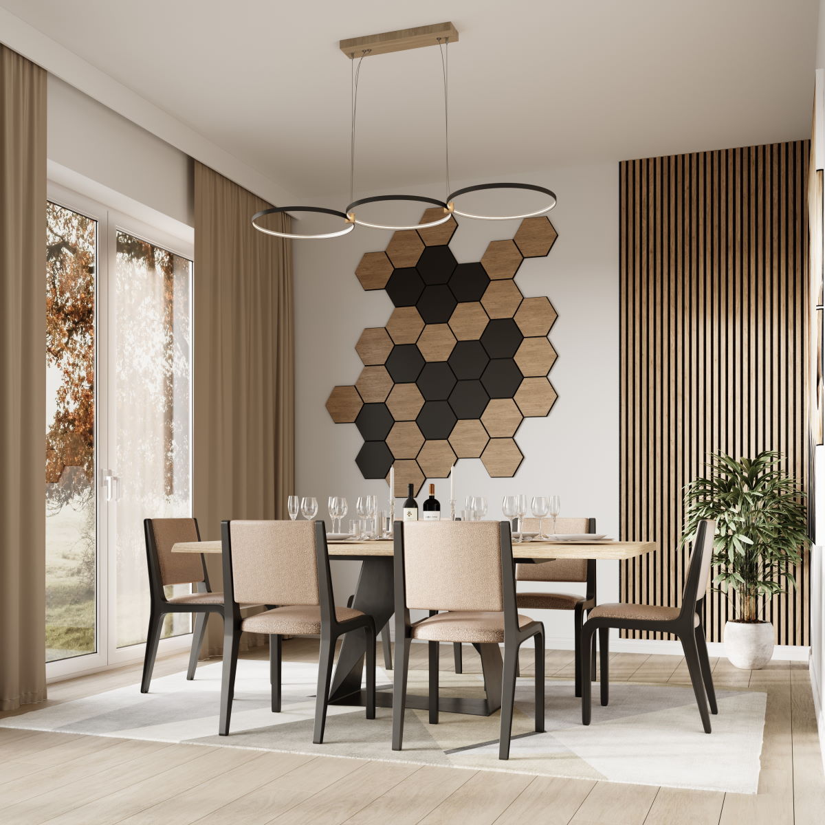 NANO Designpaneel Hexagon – Eiche Rustikal | Akustikpaneel
